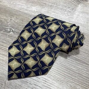 Jhane Barnes Silk Tie Mens Blue Green Geometric Abstract Necktie‎ Made in Japan